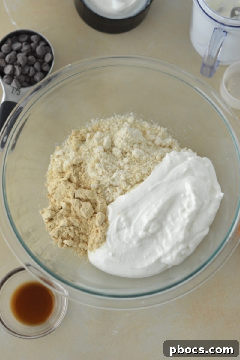 Mixing almond flour with cottage cheese