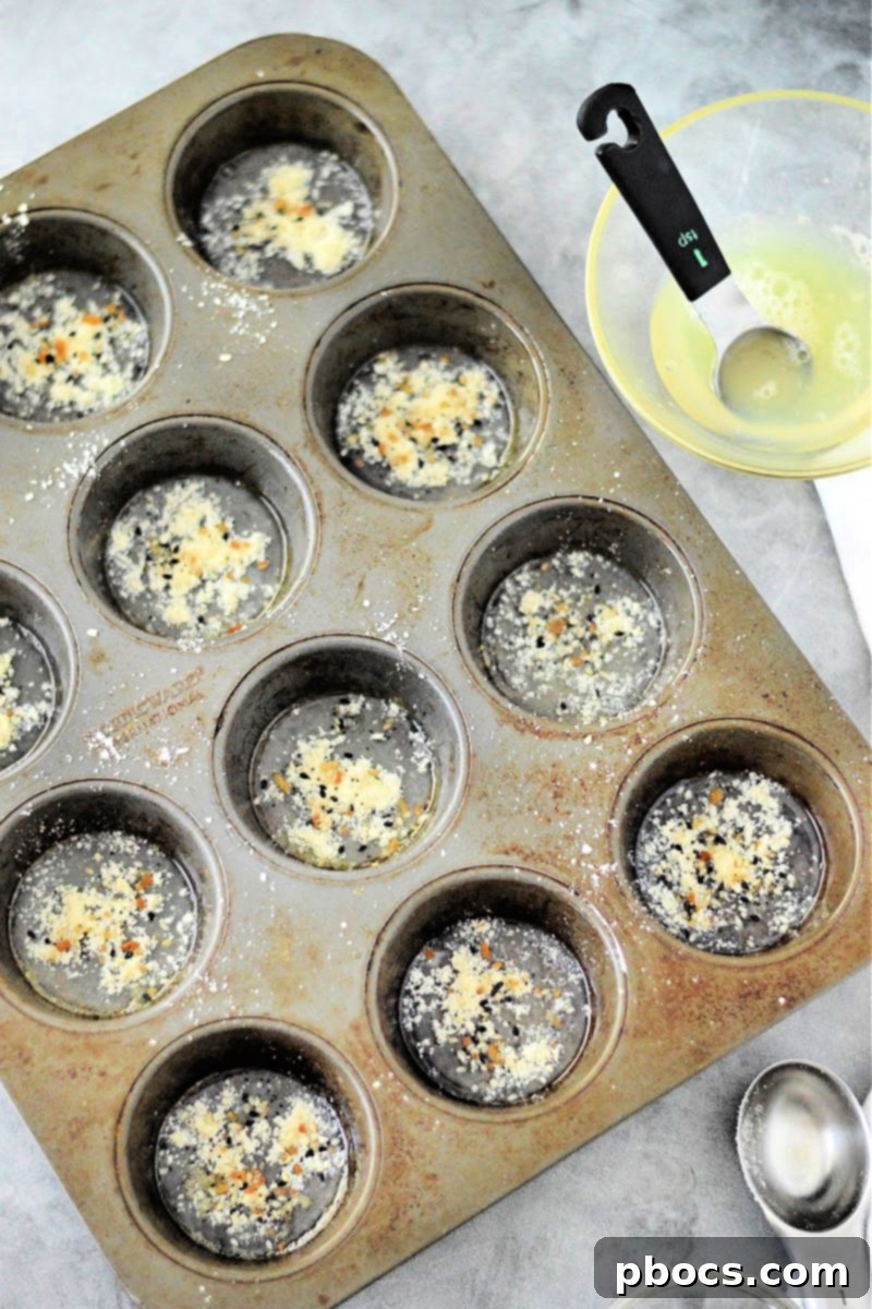 Chips mixture in a muffin tin ready to be baked