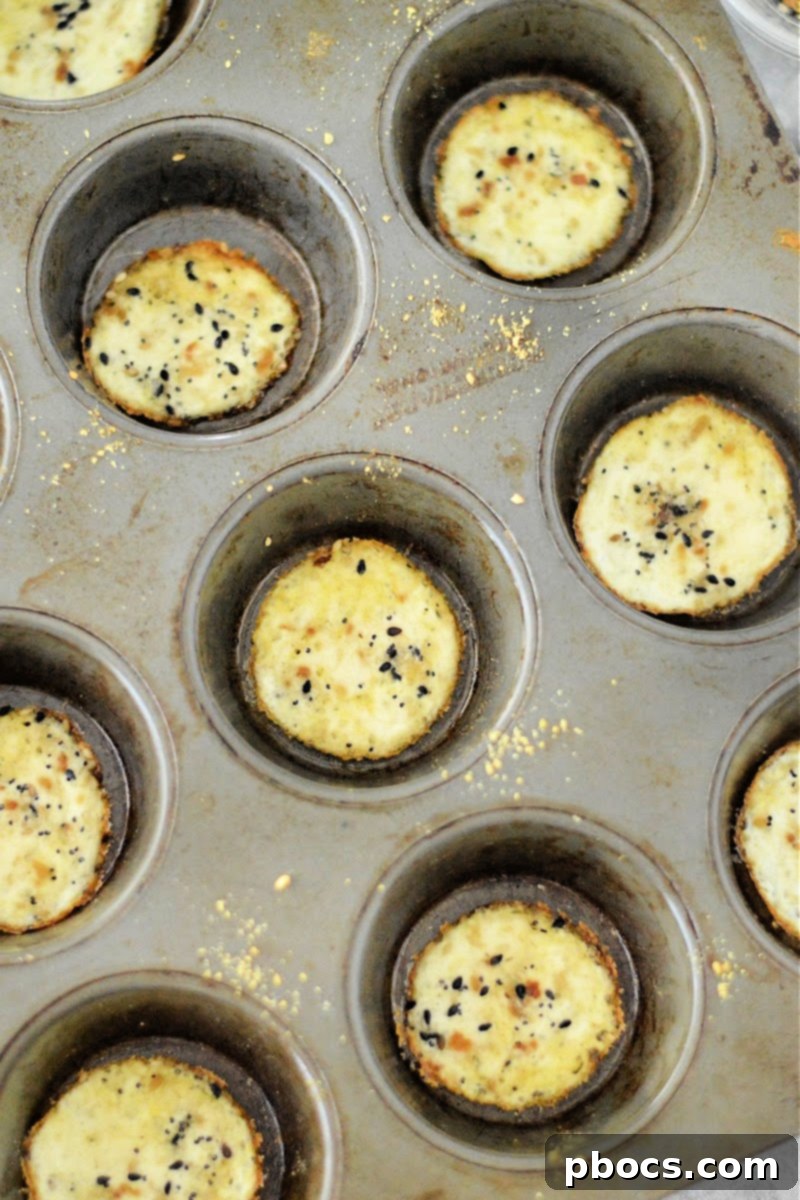 Baked chips cooling in a muffin tin