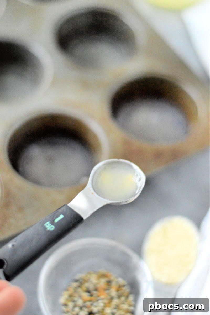 Measuring a teaspoon of egg white