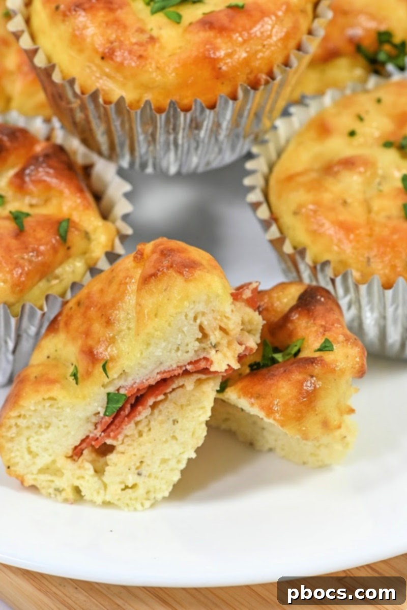 Keto Pizza Poppers 7 Stored keto cottage cheese pizza muffins in an airtight container