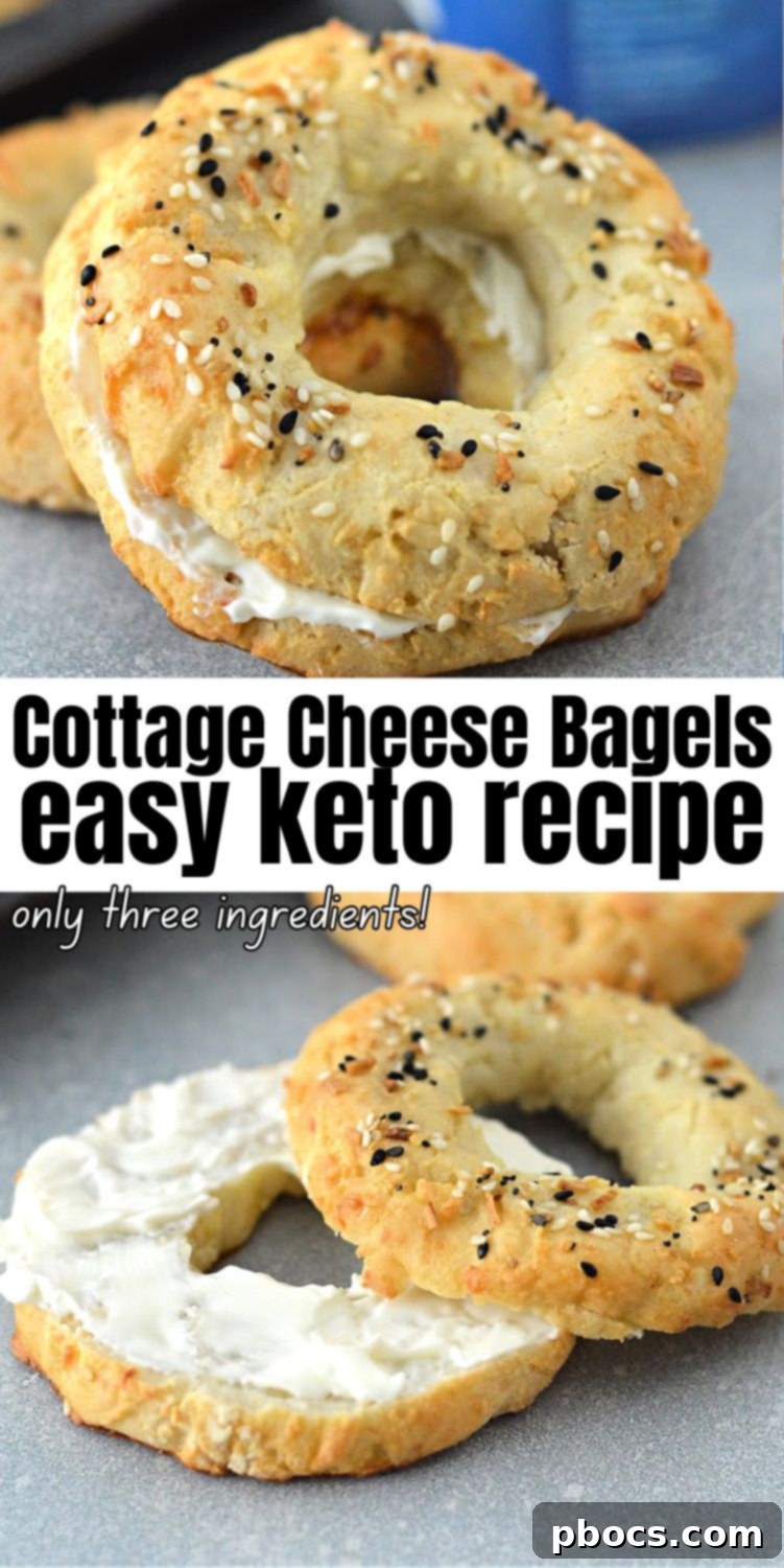 Keto Cottage Cheese Bagels with Everything Bagel Seasoning on a light background, perfect for Pinterest.