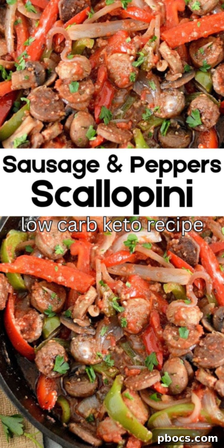 Pin Keto Sausage and Peppers Scallopini for later