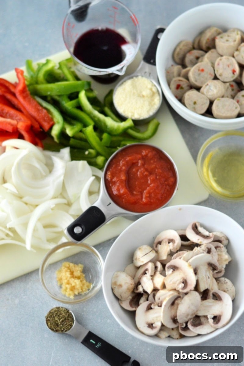 Keto Sausage and Peppers Scallopini Ingredients and Overview