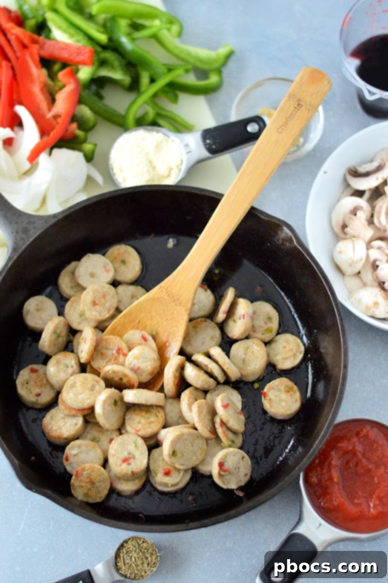 Browning Italian Sausage for Keto Scallopini