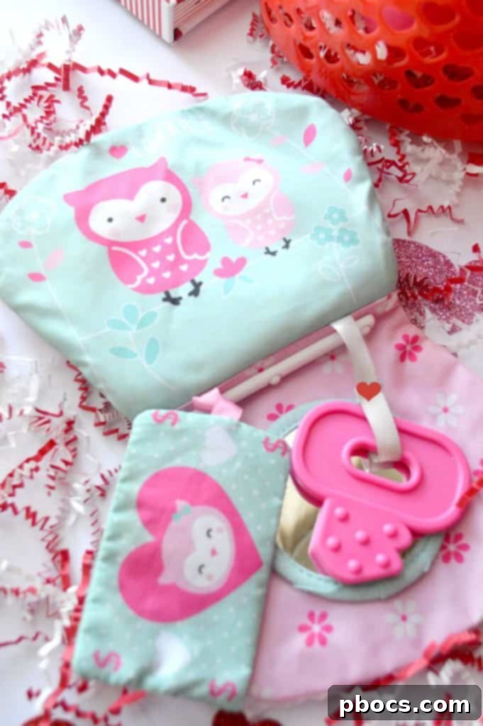 Inside the baby purse with mirror and toys