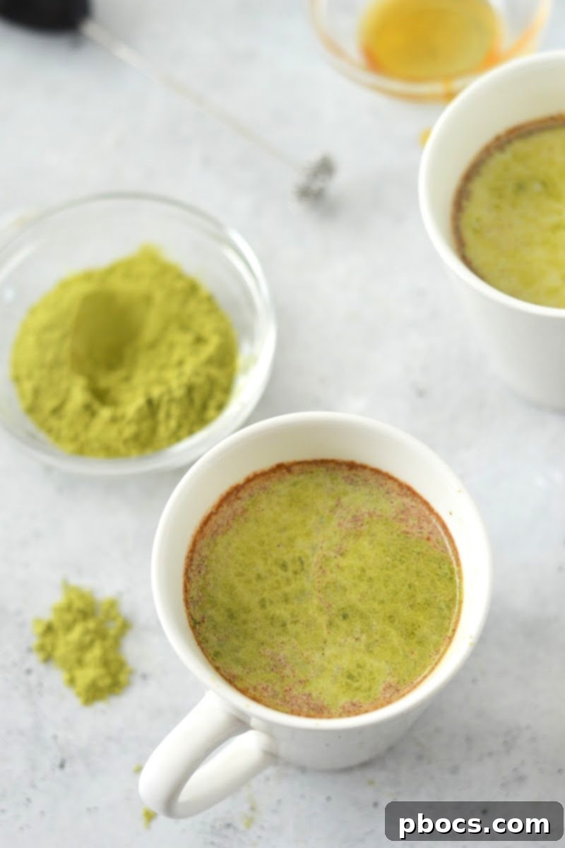 Finished Keto Pumpkin Matcha Latte with garnish