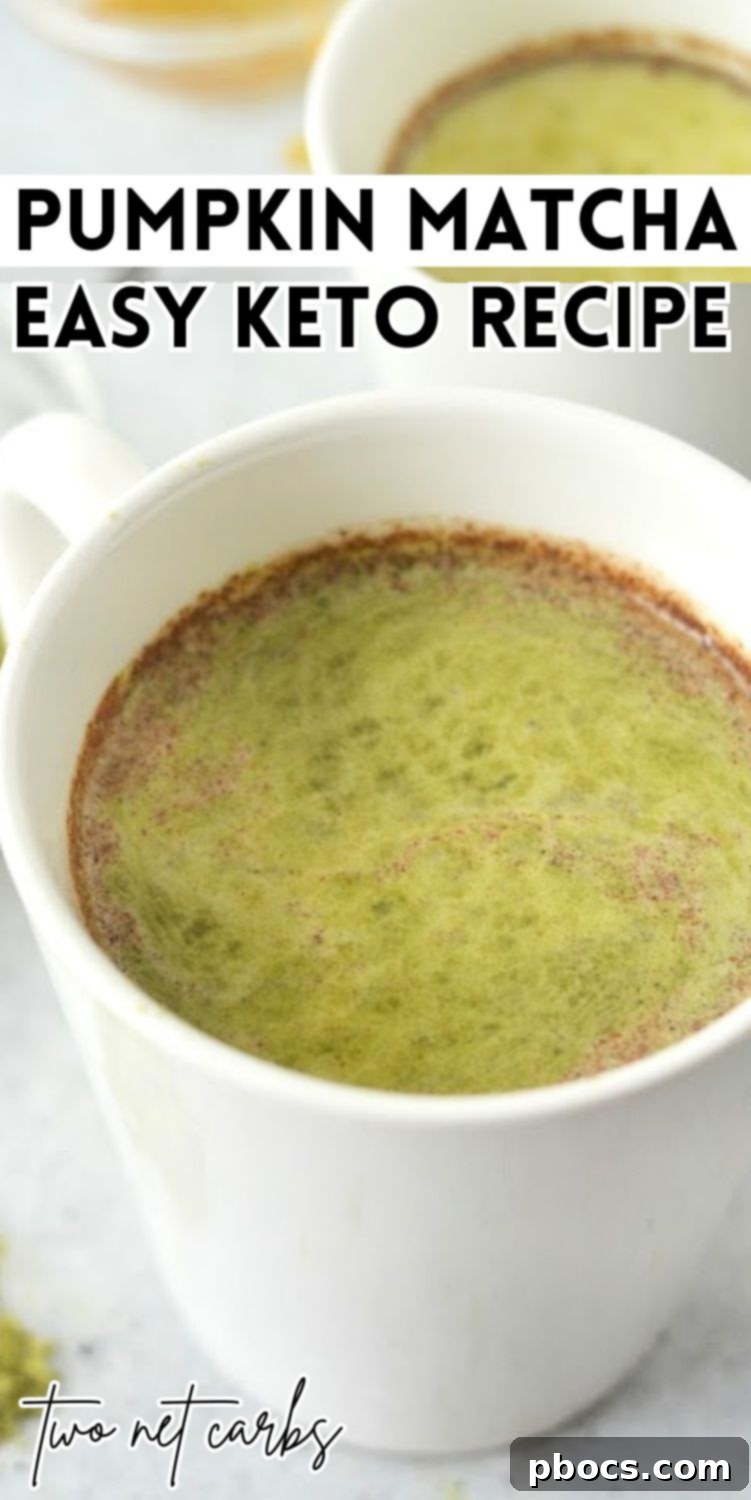 Keto Pumpkin Matcha - Long pin image for social media