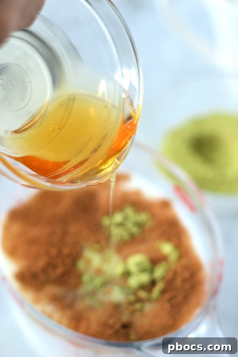 Step-by-step image of combining ingredients for Keto Pumpkin Matcha