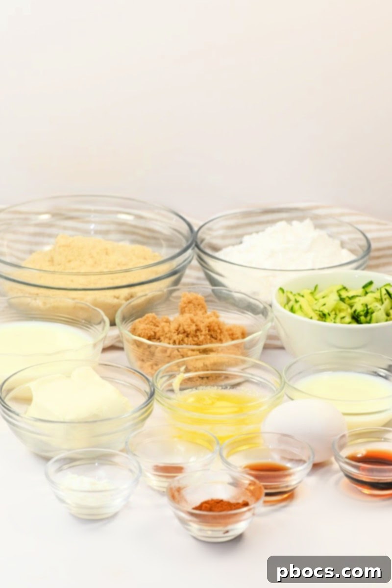 Decadent Keto Cinnamon Brown Sugar Zucchini Cake 8 Ingredients for Keto Cinnamon Brown Sugar Zucchini Cake displayed