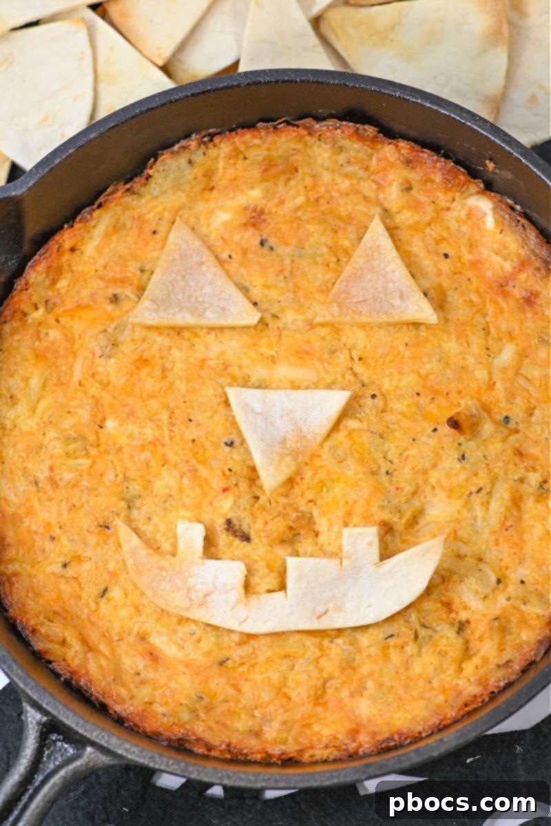 Keto Jack O Lantern Buffalo Chicken Dip