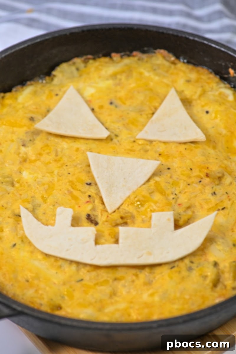 Keto Jack O Lantern Buffalo Chicken Dip