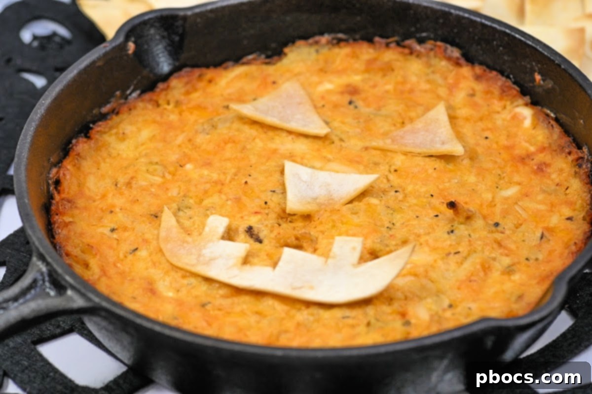 Keto Jack O Lantern Buffalo Chicken Dip