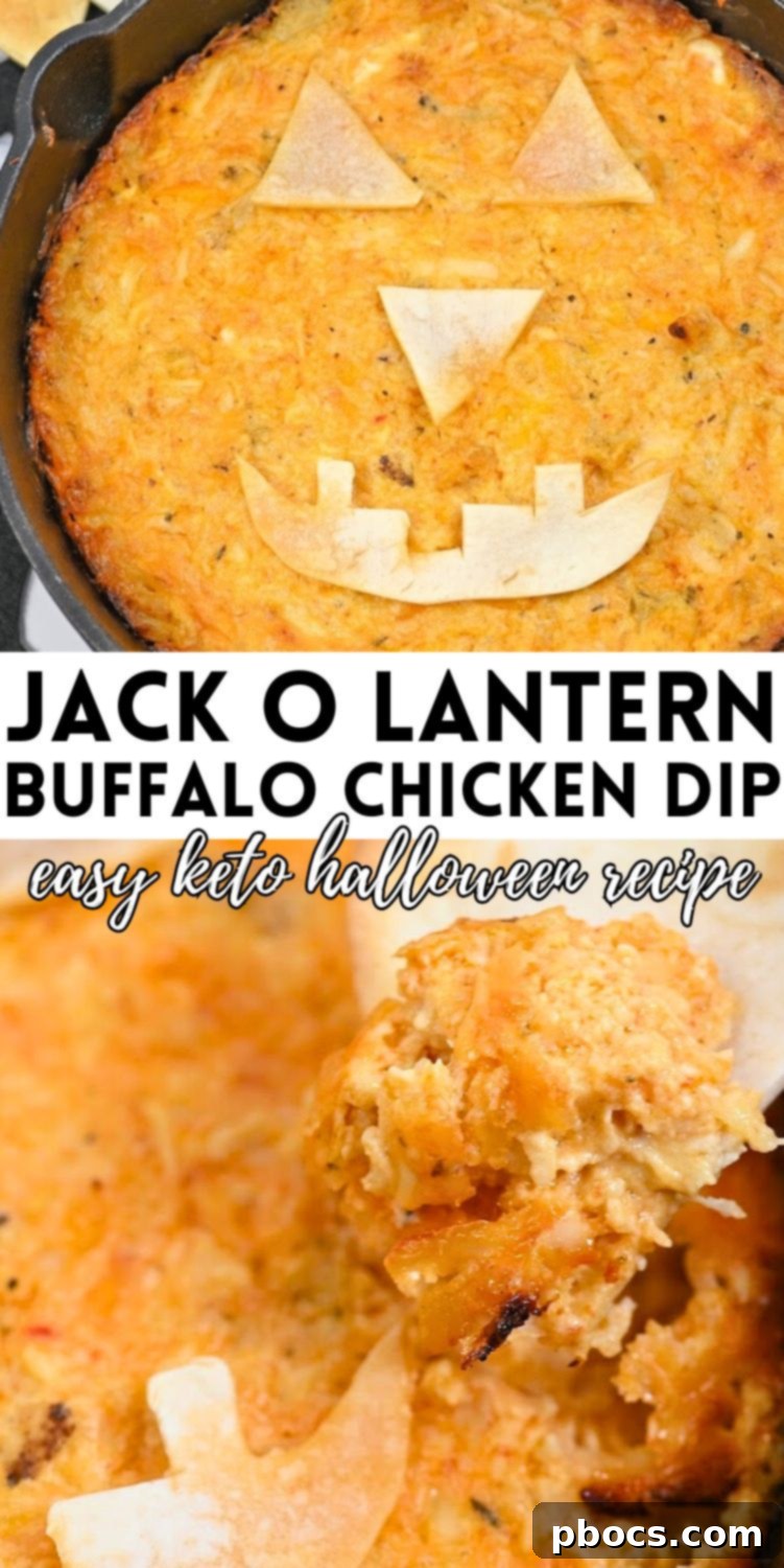 Keto Jack O Lantern Buffalo Chicken Dip