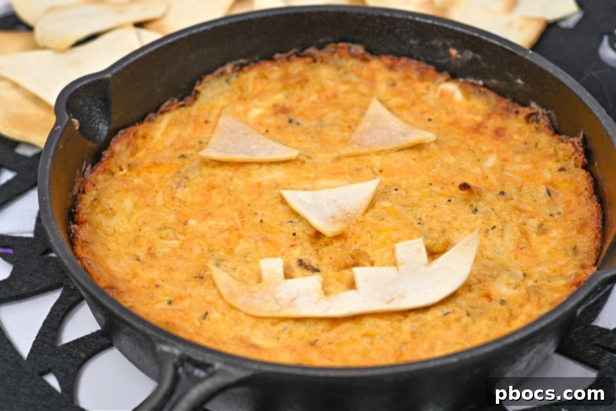 Keto Jack O Lantern Buffalo Chicken Dip