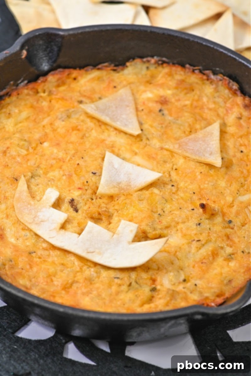 Keto Jack O Lantern Buffalo Chicken Dip