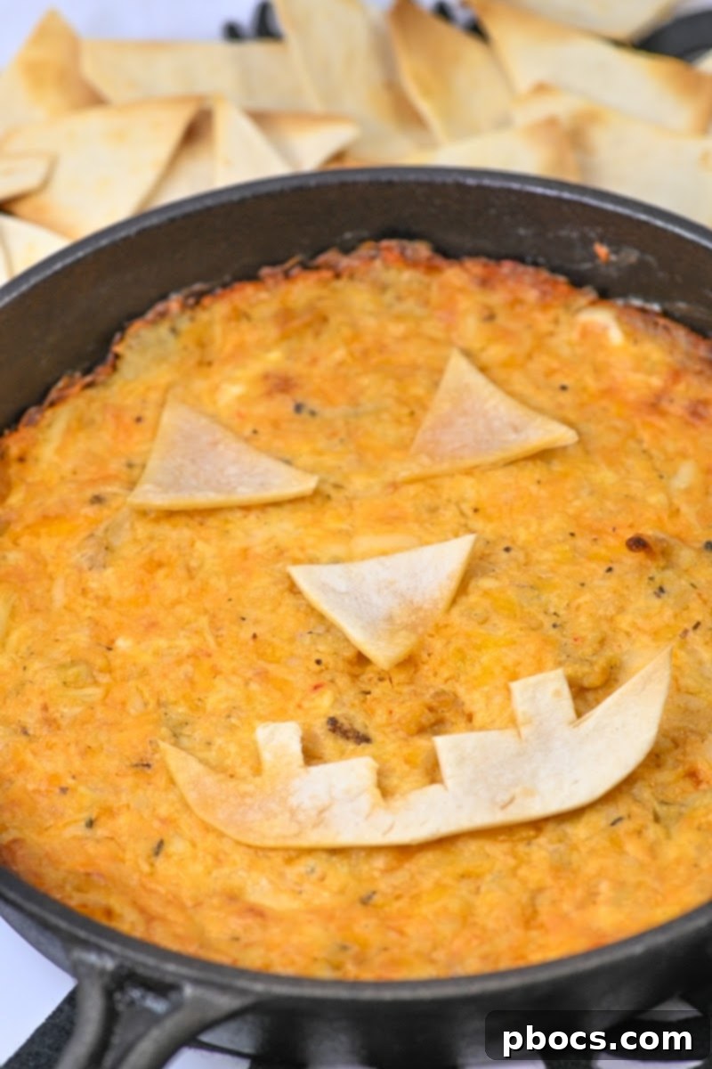 Keto Jack O Lantern Buffalo Chicken Dip