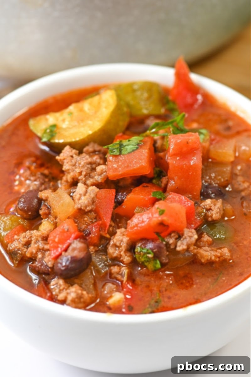 Keto Pumpkin Chili With Ground Beef served with low-carb sides