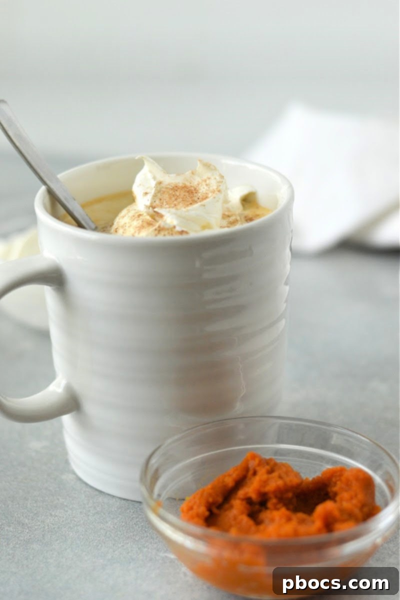 Low-Carb Pumpkin Spice Latte with foamed milk and a sprinkle of pumpkin spice