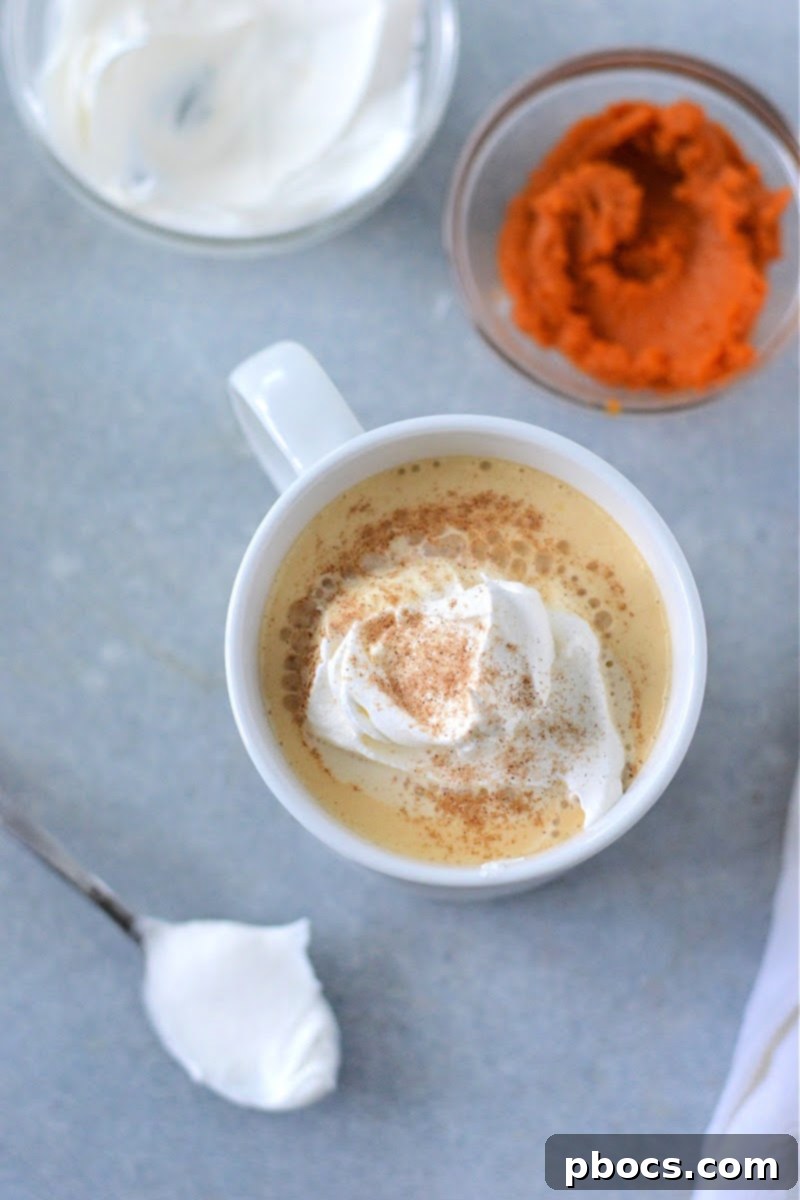 Low-Carb Pumpkin Spice Latte next to a plate of keto Starbucks copycat treats