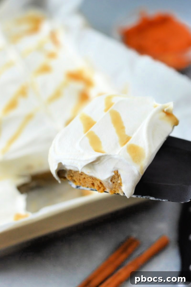 Low-Carb Pumpkin Poke Cake, a perfect keto fall dessert