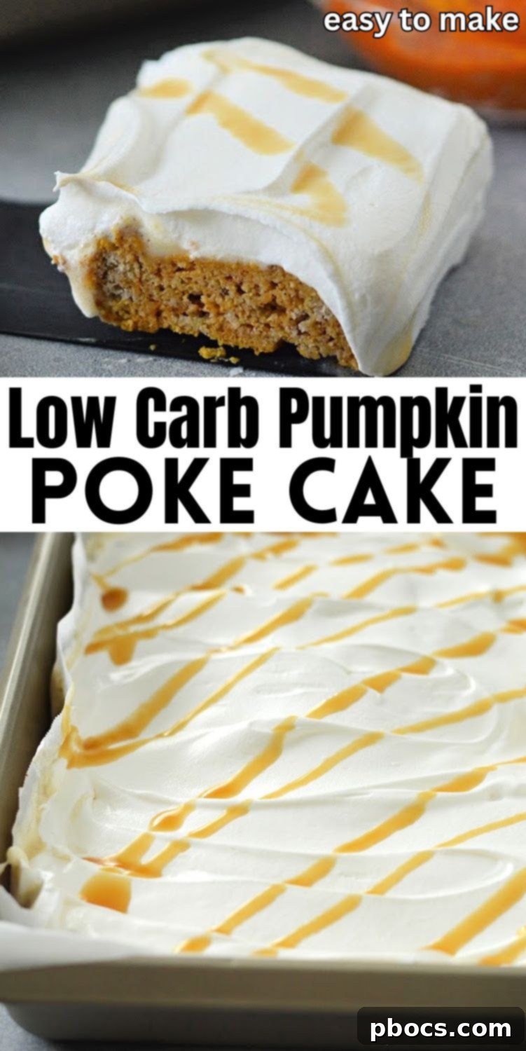 Low-Carb Pumpkin Poke Cake for Pinterest sharing