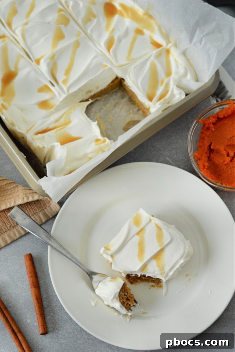Low-Carb Pumpkin Poke Cake in a pan, ready for poking