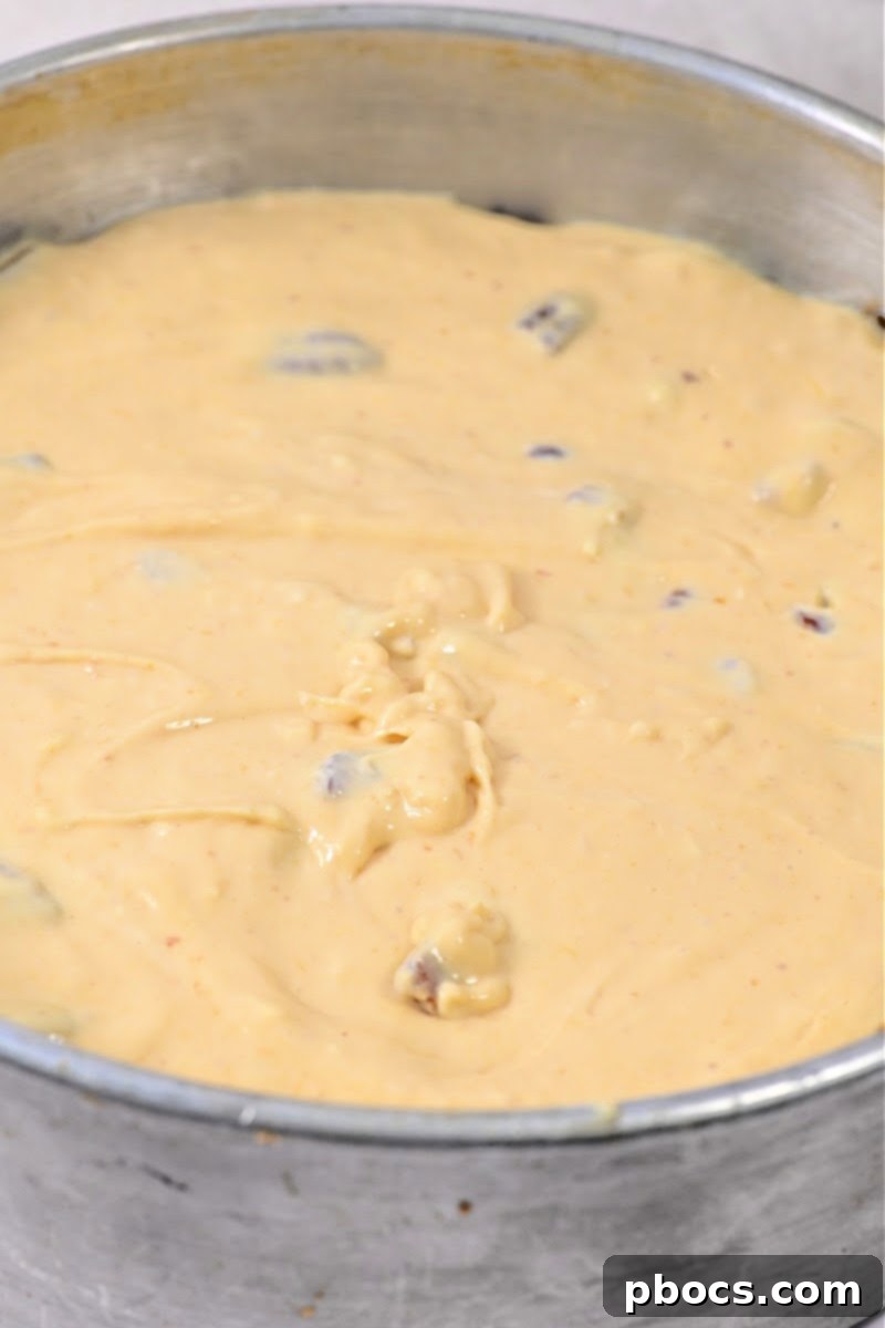 Cheesecake batter in the pan