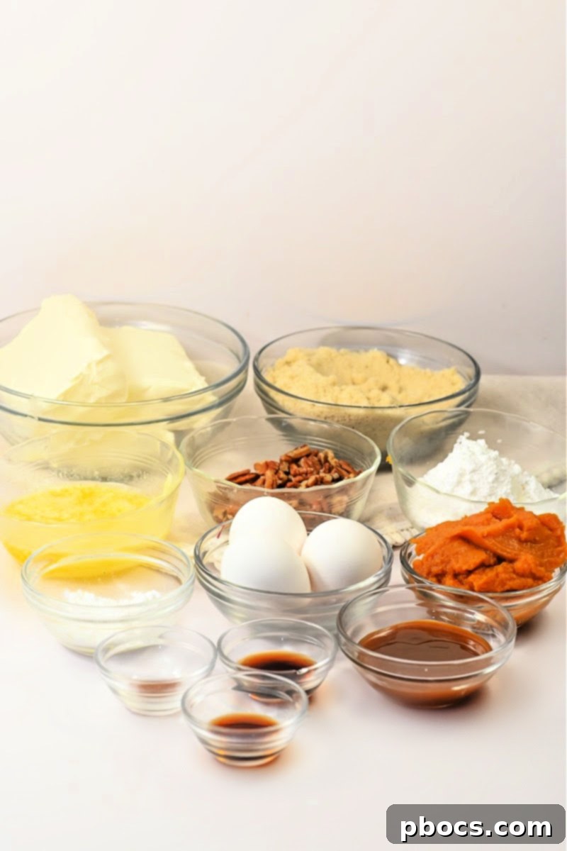 Low-Carb Pumpkin Pecan Cheesecake Ingredients