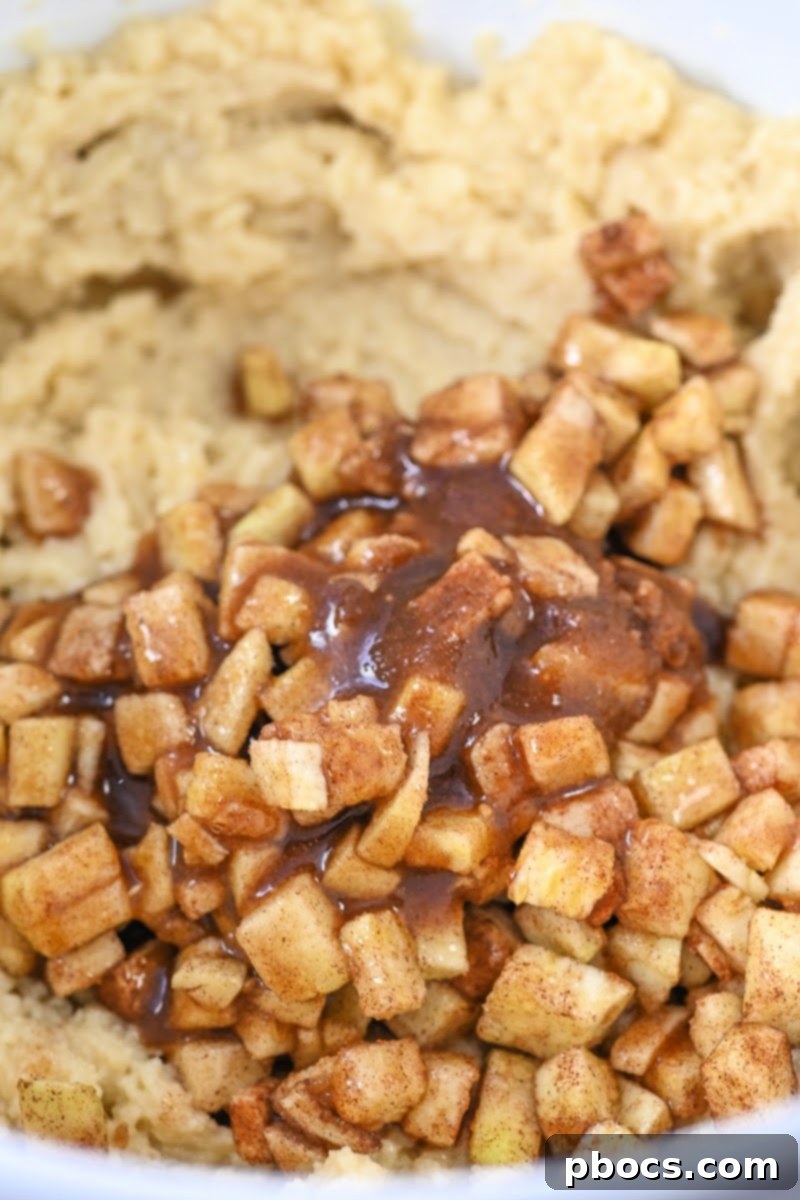 Apple Fritter Keto Cookies 11 Keto apple fritter cookies batter in a bowl