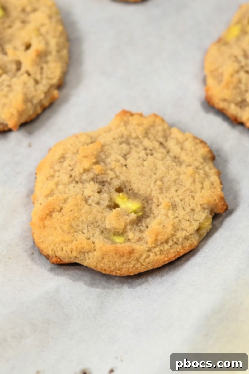 Apple Fritter Keto Cookies 3 Close-up of a stack of Keto Apple Fritter Cookies with glaze