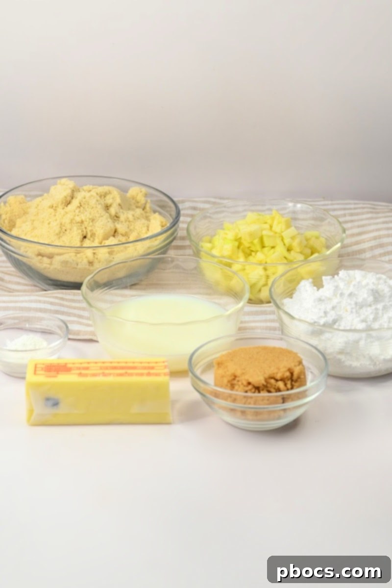 Apple Fritter Keto Cookies 8 Keto Apple Fritter Cookies Ingredients laid out on a counter