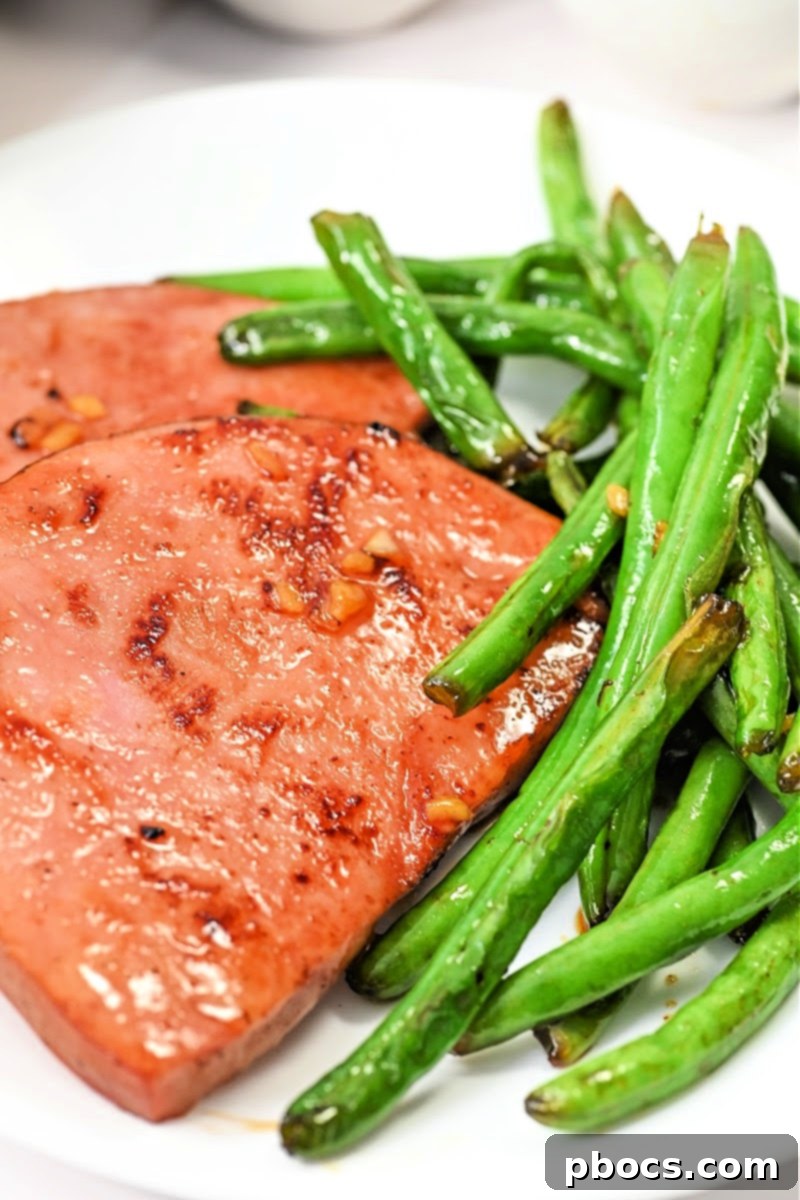 One-Pan Keto Honey-Glazed Ham and Green Beans 6 Keto Honey Glazed Ham and Green Beans Skillet with side dishes