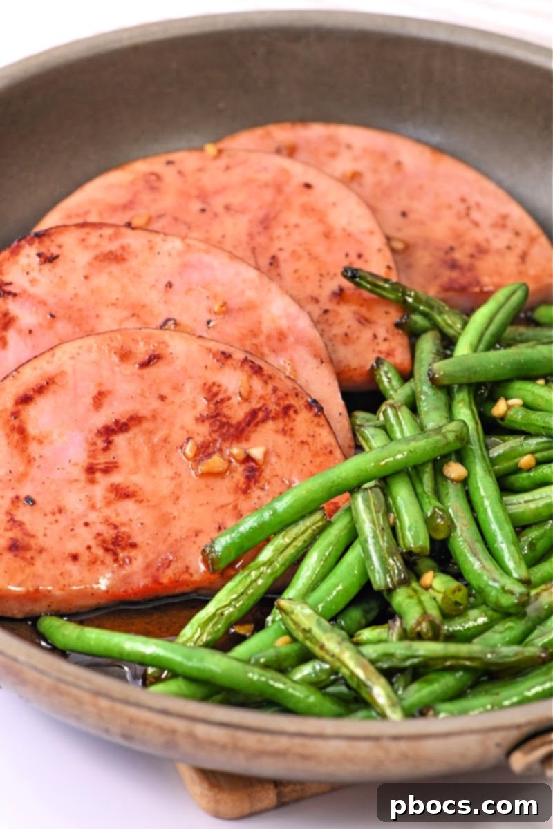 One-Pan Keto Honey-Glazed Ham and Green Beans 7 Stored Keto Honey Glazed Ham and Green Beans Skillet in an airtight container