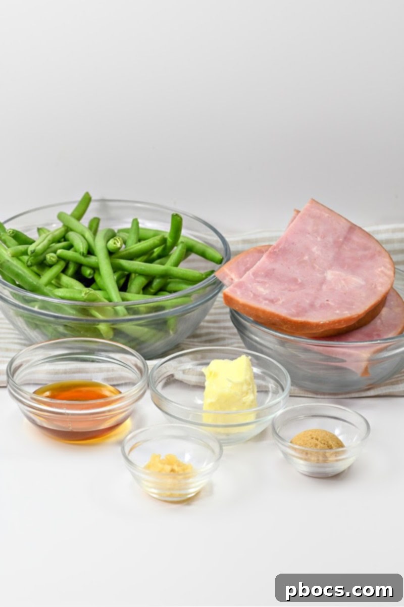 One-Pan Keto Honey-Glazed Ham and Green Beans 8 Ingredients for Keto Honey Glazed Ham and Green Beans Skillet