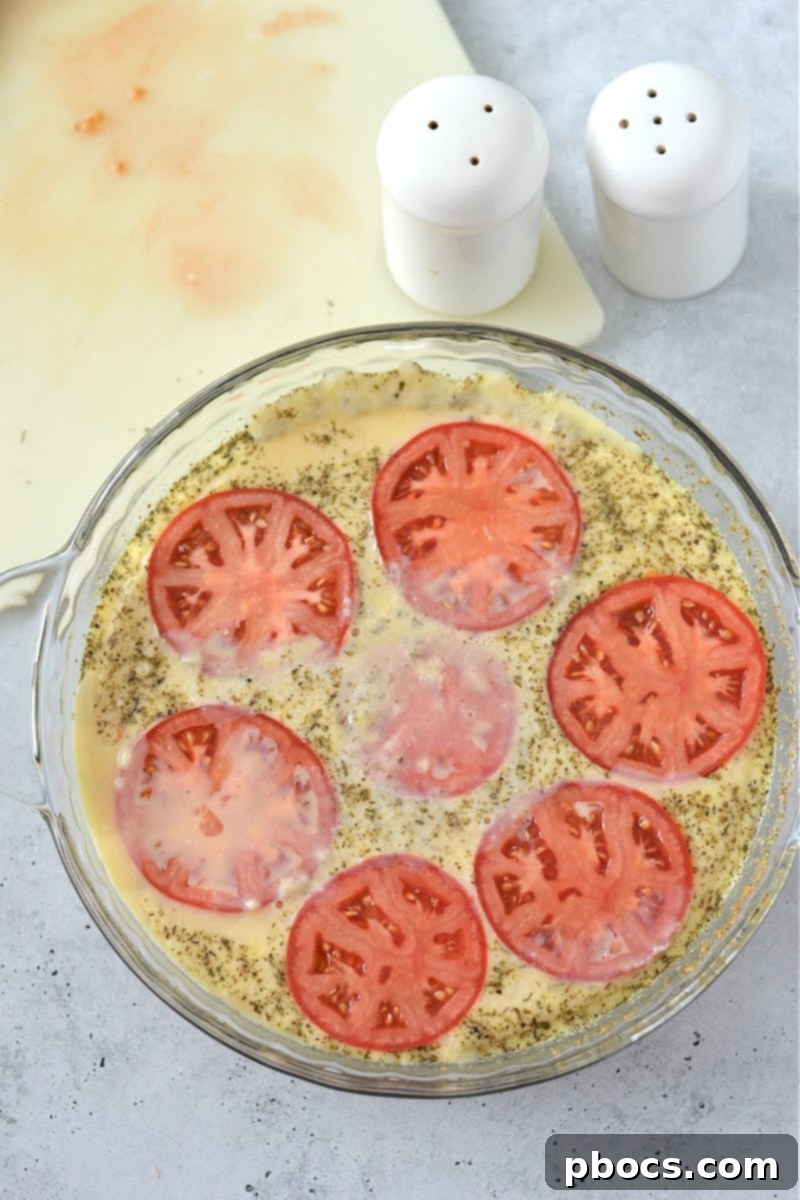 Savory Crustless Low Carb Tomato Quiche 12 Unbaked Low Carb Crustless Tomato Quiche