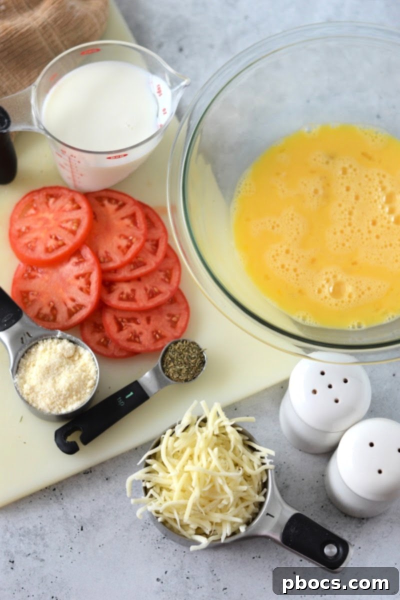 Savory Crustless Low Carb Tomato Quiche 8 Low Carb Crustless Tomato Quiche Ingredients