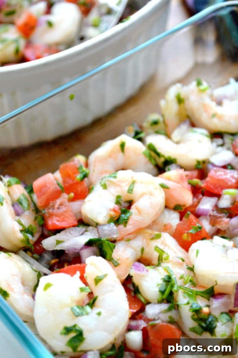 Adding another layer of flavorful shrimp ceviche