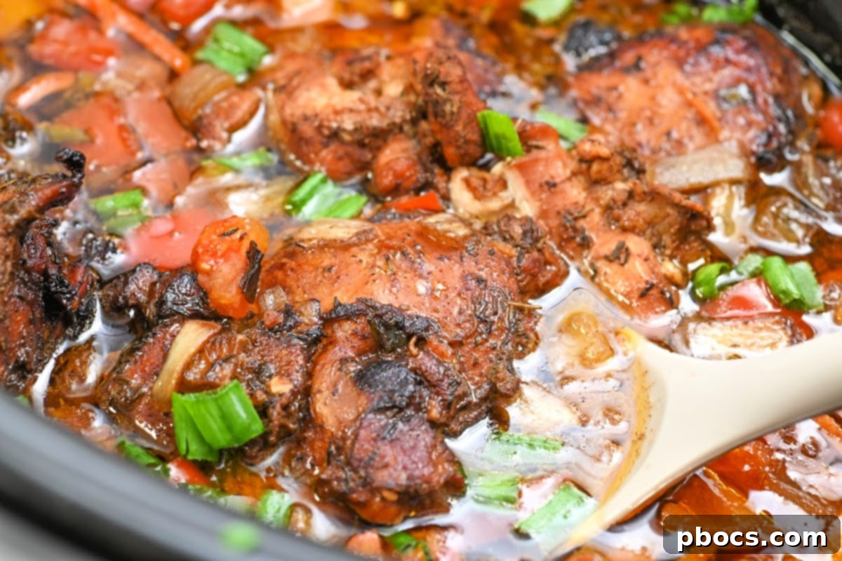Stored Keto Slow Cooker Brown Stew Chicken, ready for meal prep