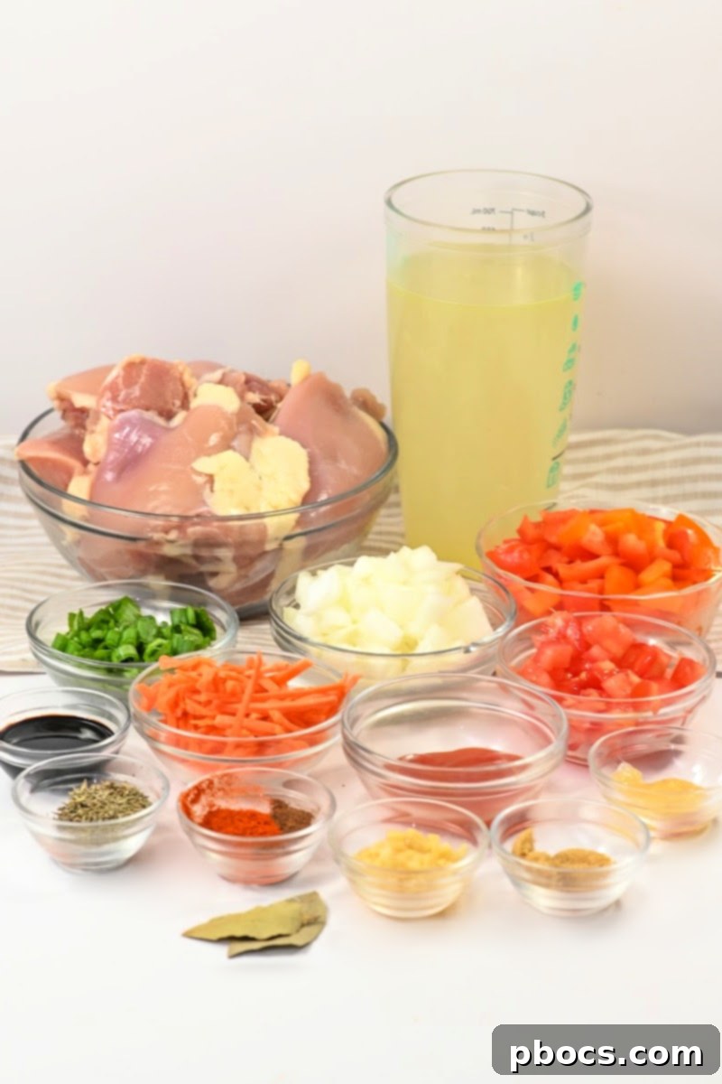 Ingredients for Keto Slow Cooker Brown Stew Chicken