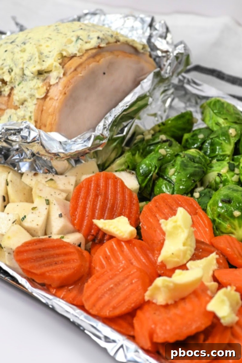 Sheet Pan Low-Carb Thanksgiving Feast 11 Dotted butter on roasted carrots