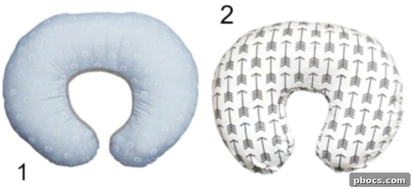 A curated selection of newborn baby essentials including a Boppy pillow, blankets, and skincare products, laid out neatly.