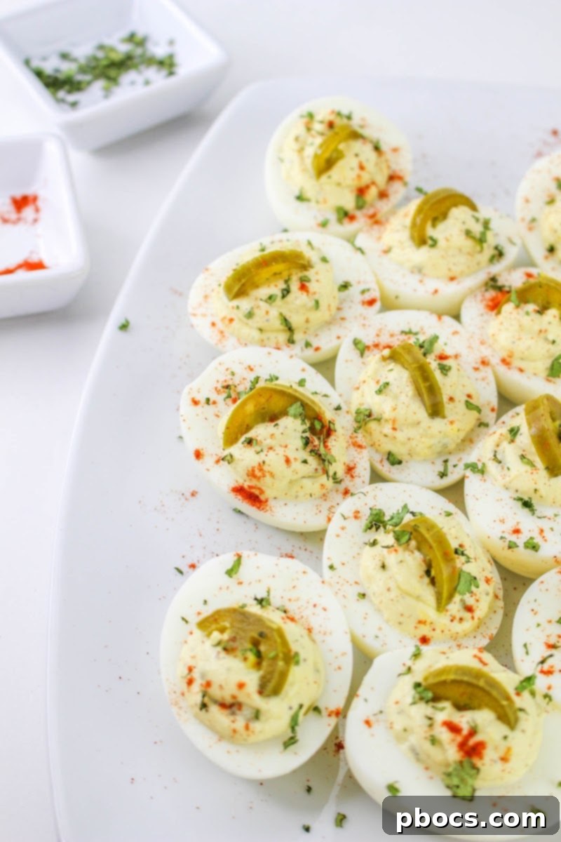 Delicious Keto Jalapeno Deviled Eggs ready to be served