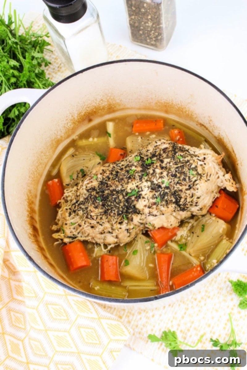 Low Carb Dutch Oven Turkey Breast - ready to be sliced