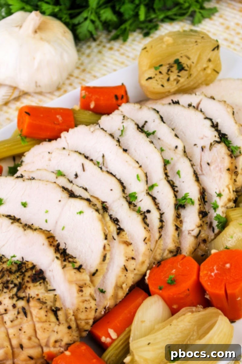 Low Carb Dutch Oven Turkey Breast - vegetables and broth