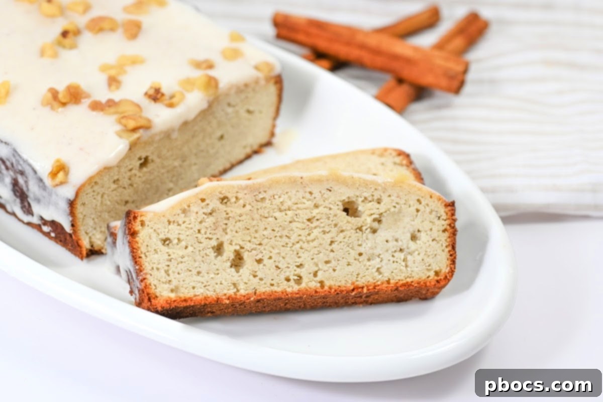 Sugar Free Eggnog Quick Bread with Creamy Glaze 3 Keto Eggnog Bread With Icing
