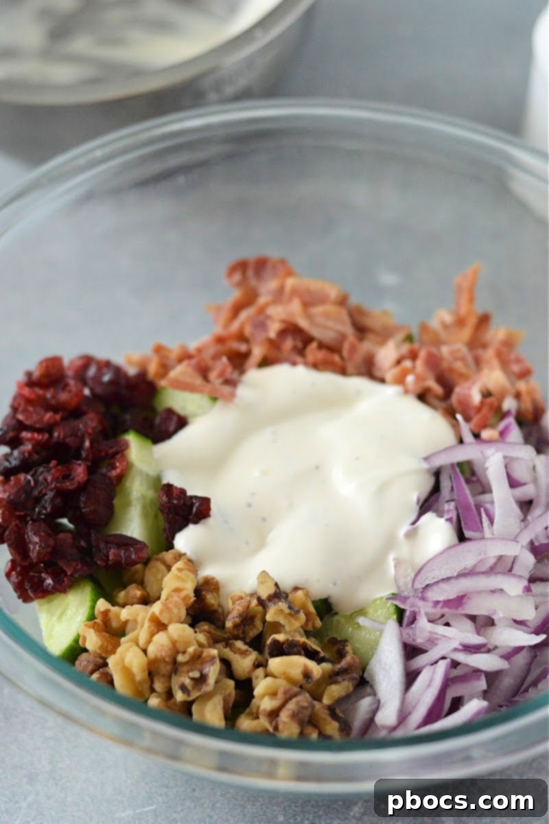 Keto Creamy Cucumber Salad With Cranberries - Final Mix