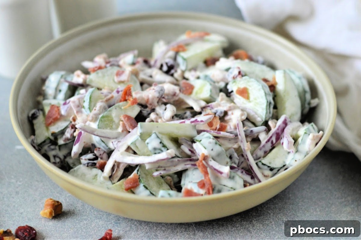 Keto Creamy Cucumber Salad With Cranberries - Fresh Ingredients Ready to Mix