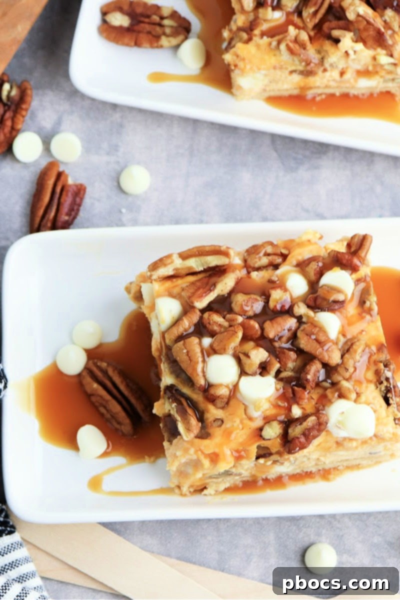 Low-Carb Turtle Pumpkin Cheesecake Bars - Drizzling caramel