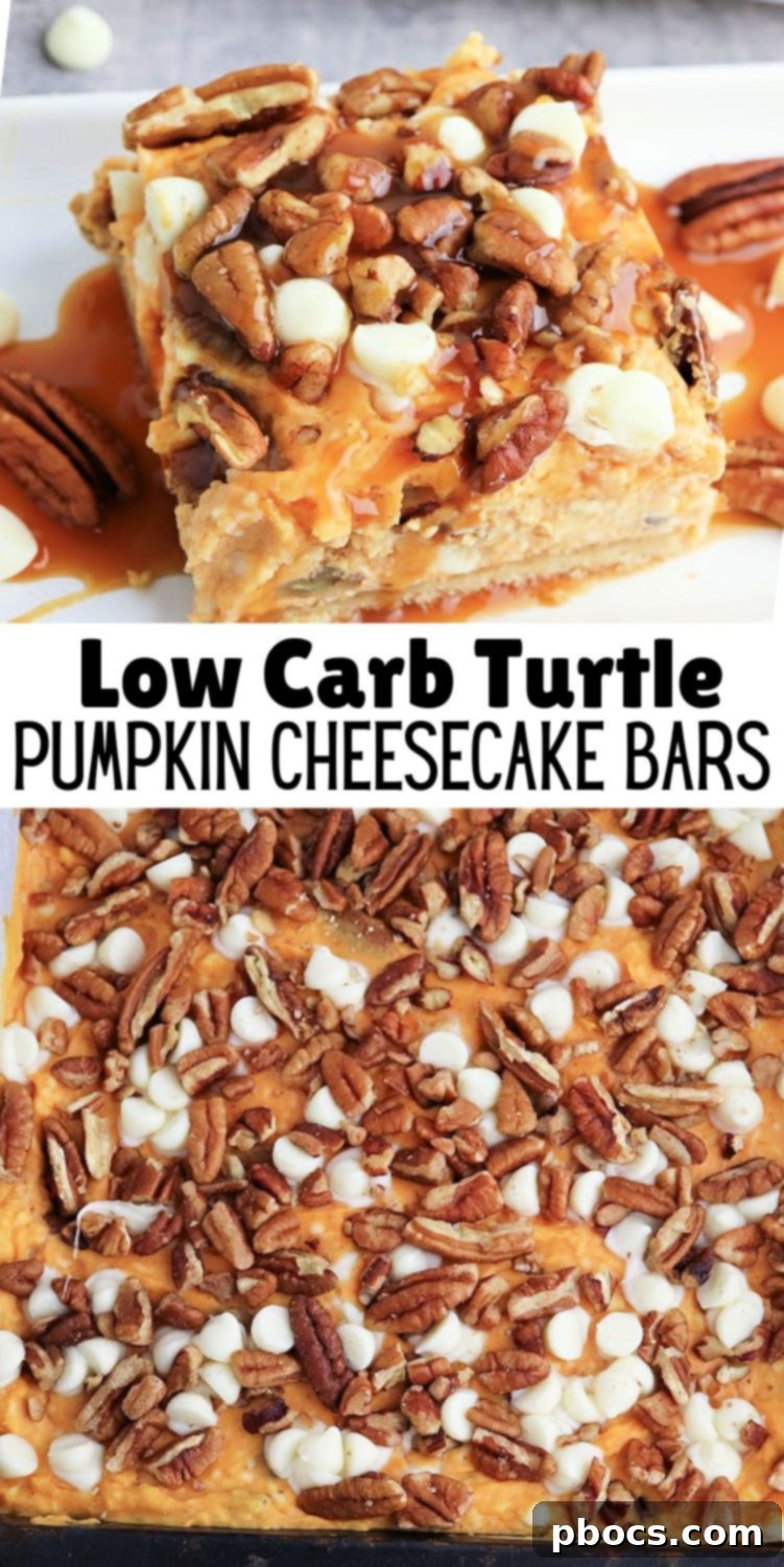 Low-Carb Turtle Pumpkin Cheesecake Bars
